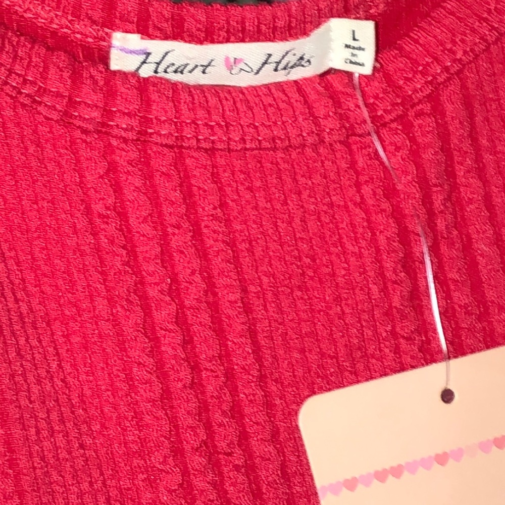 Heart & Hips Ribbed Red Asymmetric Dress - Picture 5 of 11